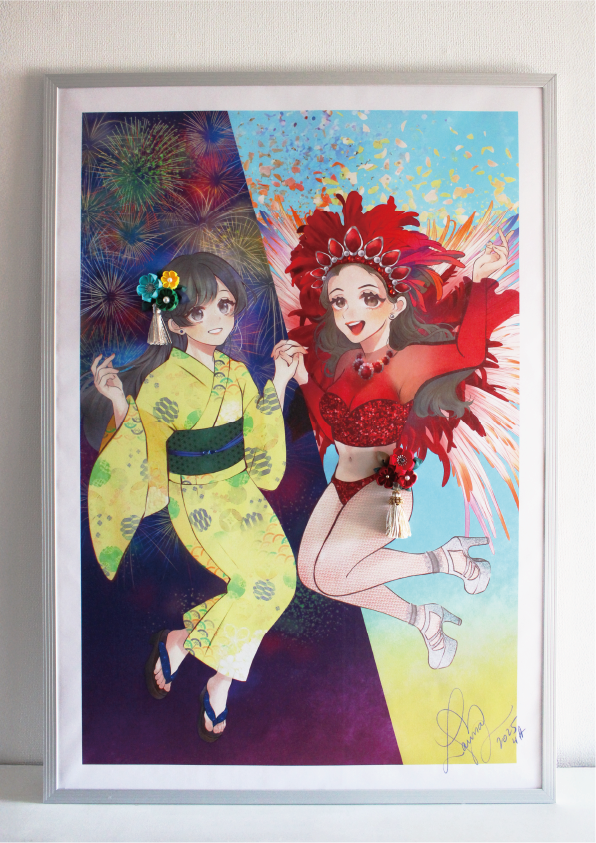 「華」髪飾り・ブローチ (髪飾り/花のブローチ) - 日本色①