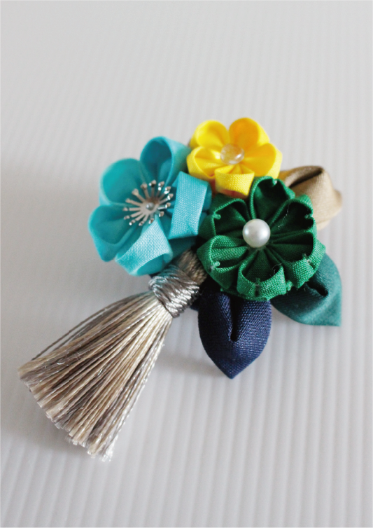 「華」髪飾り・ブローチ (Enfeite de cabelo / broche de flor) - Brazil color