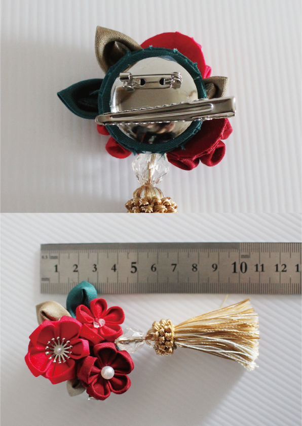「華」髪飾り・ブローチ (Enfeite de cabelo / broche de flor) - Japan color